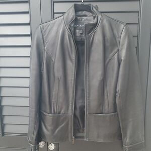 Kenneth Cole Reaction Black Leather Zip Jacket